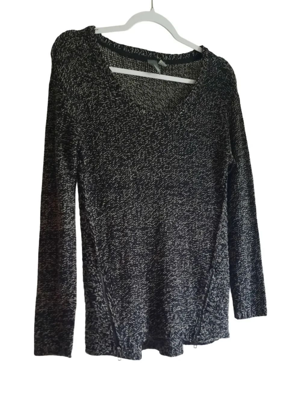 Quinn Black and White Marled Knit Pullover